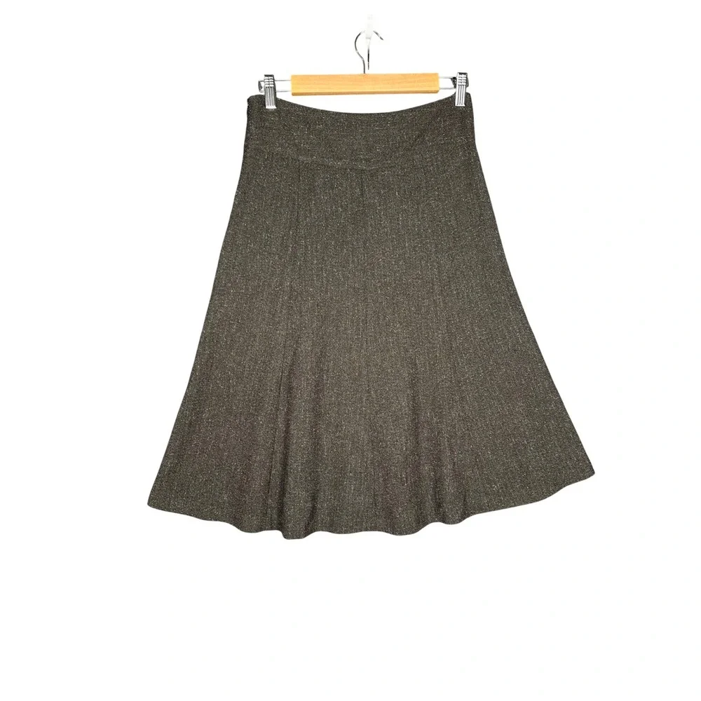 J. Jill Womens A-Line Midi Skirt Size 2 Petite Brown Tweed Academia Workwear